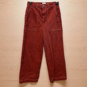 Urban Outfitters BDG Contrast Stitch Wide Leg Crop Workwear Jeans in Red Size 25